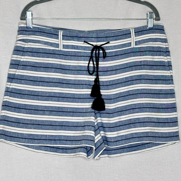 Ann Taylor Loft Riviera Mid Rise Striped Linen Blend Shorts, Sz  8 - Picture 2 of 8